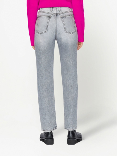 Frame Mid-rise Straight Jeans In Grey