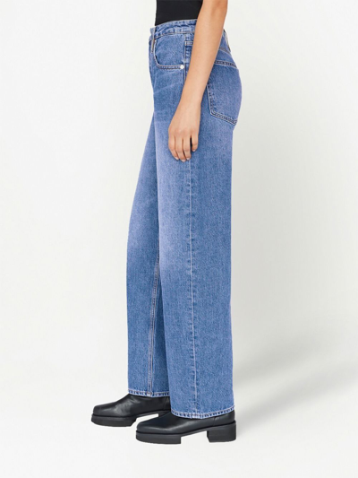 Shop Frame High-rise Straight Jeans In Blue