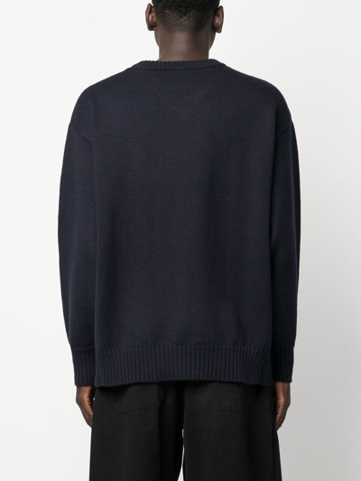 Shop Undercover Graphic-print Knitted Jumper In Blue