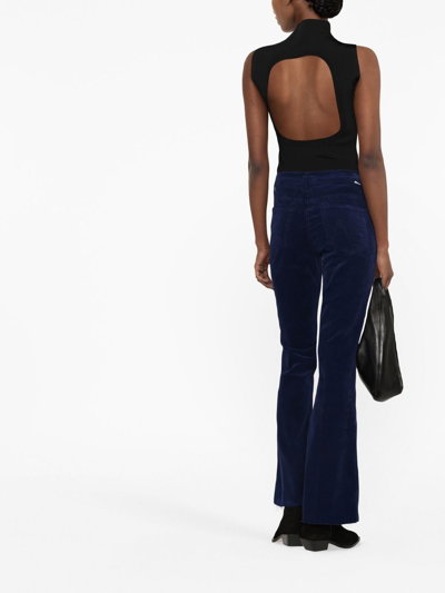 Shop Mother Mid-rise Flared Jeans In Blue