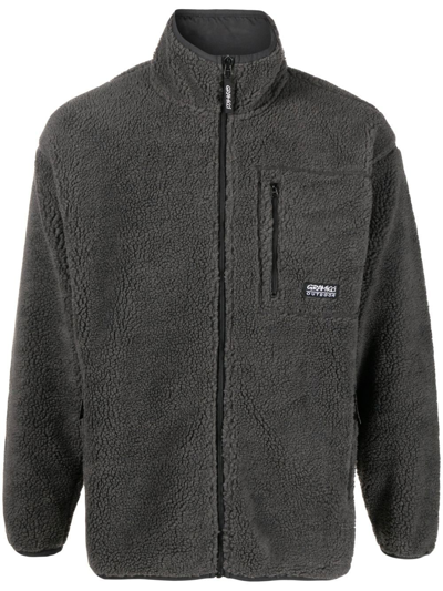 Shop Gramicci Logo-patch Fleece Jacket In Grey