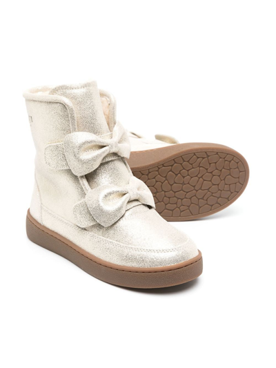 Donsje Isa Bow-detail Ankle Boots In Gold