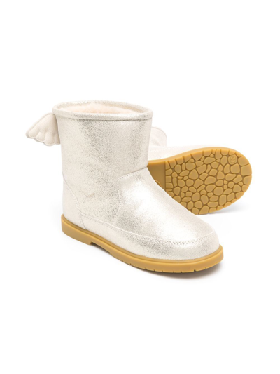 Donsje Angela Wings Leather Ankle Boots In Metallic