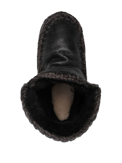Mou Eskimo Sneaker Low Heels Ankle Boots In Black Leather In Black
