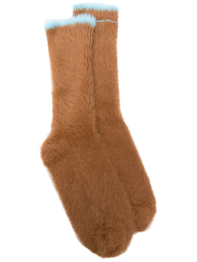 Shop Jacquemus Les Chaussettes Neve Ankle Socks In Brown