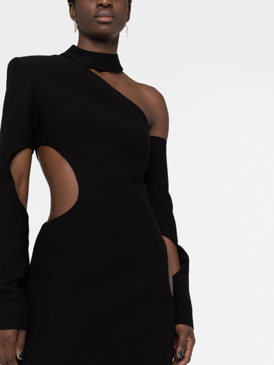 Shop Monot Cut-out Asymmetric Mini Dress In Black