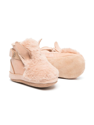Donsje Bunny Ears Shearling Booties In Neutrals