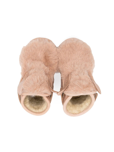 Donsje Bunny Ears Shearling Booties In Neutrals