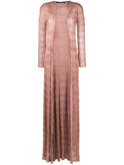 Shop Antonino Valenti Ribbed Long Cardigan In Pink