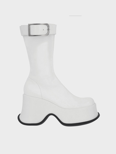 Shop Charles & Keith Carlisle Platform Boots In White