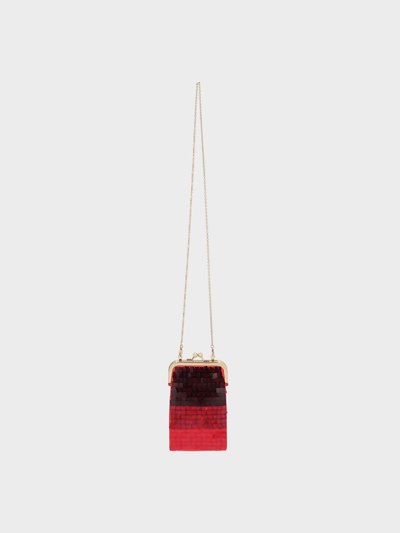 Shop Charles & Keith Disc-embellished Chain Handle Pouch In Red