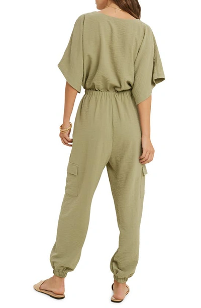 Wishlist V-neck Jumpsuit In S Olive