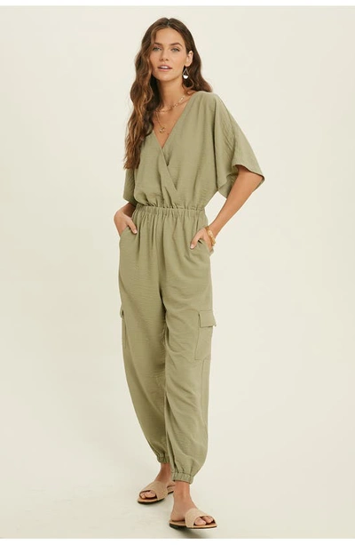 Wishlist V-neck Jumpsuit In S Olive