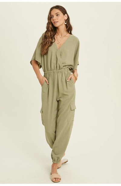 Wishlist V-neck Jumpsuit In S Olive