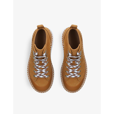 Shop Chloé Lilli Chunky-sole Contrast-laces Leather Boots In Tan