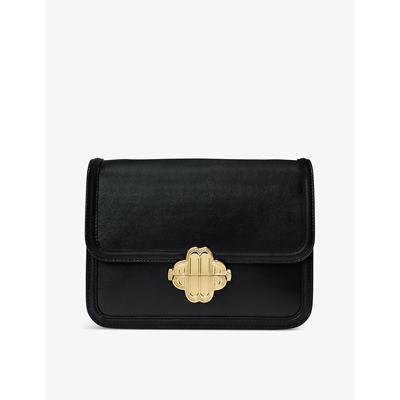 Shop Maje Women's Noir / Gris Clover-clasp Leather Shoulder Bag