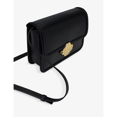 Shop Maje Women's Noir / Gris Clover-clasp Leather Shoulder Bag