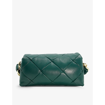 Shop Dune Equisite Quilted Leather Clutch In Dark Green-leather