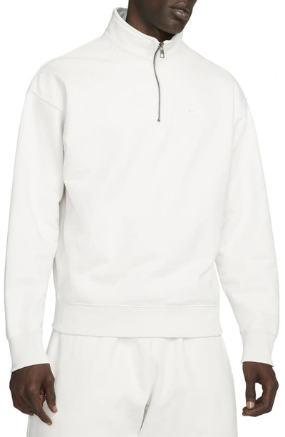 Shop Nike Solo Swoosh Oversize Quarter Zip Sweatshirt In Phantom/ White