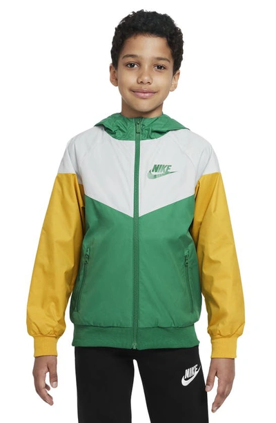 Shop Nike Windrunner Water Resistant Hooded Jacket In Malachite/ Photon/ Yellow