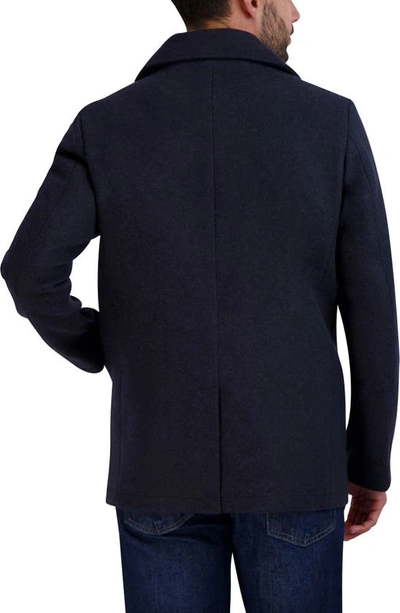 Shop Cole Haan Double Breasted Peacoat In Navy