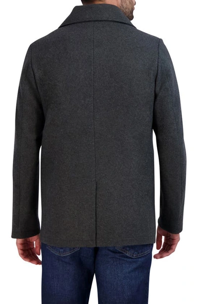 Shop Cole Haan Double Breasted Peacoat In Charcoal