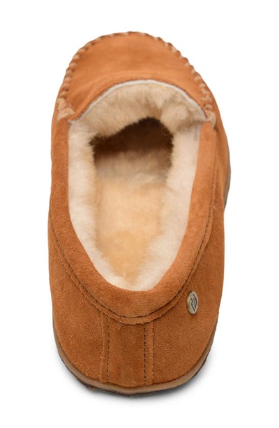 Minnetonka Tobie Water Resistant Genuine Shearling Moccasin Slipper In Brown