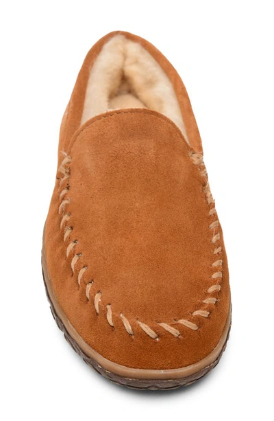 Minnetonka Tobie Water Resistant Genuine Shearling Moccasin Slipper In Brown