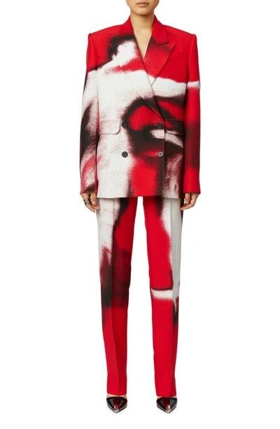 Shop Alexander Mcqueen Mushroom Spores Double Breasted Cady Blazer In Lust Red - White