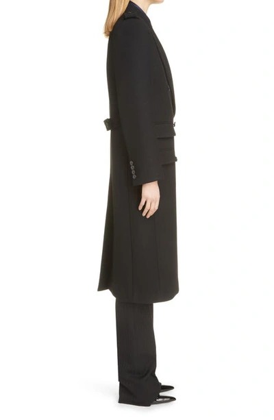 Shop Saint Laurent Double Breasted Wool Blend Coat In Noir