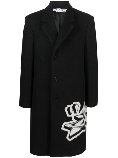 Shop Off-white Single Breasted Coat In Nero
