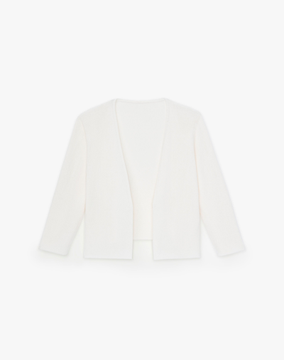 Shop Lafayette 148 Petite Finespun Voile Open-front Cropped Cardigan In White