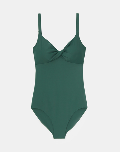 Shop Lafayette 148 L148 Swim Twisted Front One Piece In Green