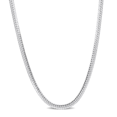 Shop Amour Herringbone Chain Necklace In Sterling Silver In White