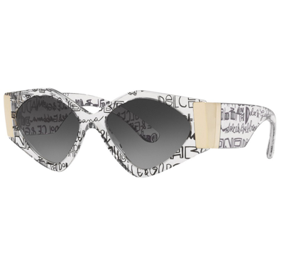 Shop Dolce & Gabbana Grey Gradient Black Irregular Ladies Sunglasses Dg4396 33148g 55