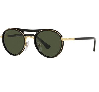 Shop Persol Green Square Unisex Sunglasses Po2485s 114331 48 In Black / Gold / Green