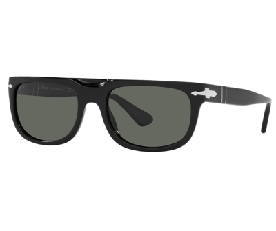 Shop Persol Green Polar Rectangular Mens Sunglasses Po3271s 95/58 55 In Black / Green