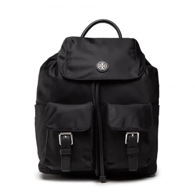 Shop Tory Burch Ladies Nylon Flap Backpack In Black
