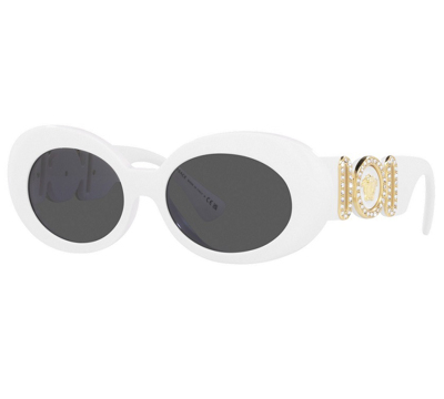 Shop Versace Dark Grey Oval Ladies Sunglasses Ve4426bu 314/87 54 In Dark / Grey / White