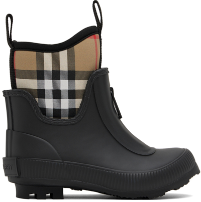 Shop Burberry Kids Black Vintage Check Boots