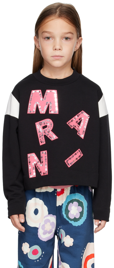 Shop Marni Kids Black Sequinned Sweatshirt In 0m900