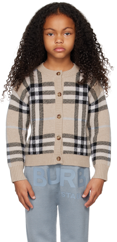 Shop Burberry Kids Beige Vintage Check Cardigan In Pale Sand Ip Check
