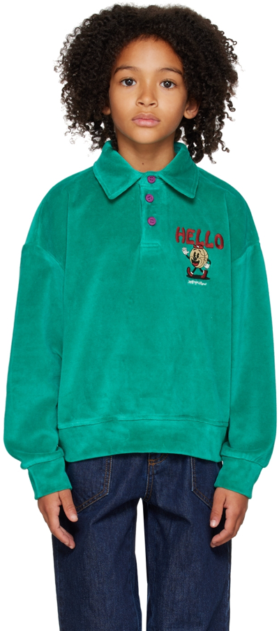 Shop Jellymallow Kids Green 'hello' Sweatshirt In D/green