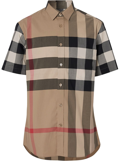 Shop Burberry Classic Check Short Sleeved Shirt In Neutrals
