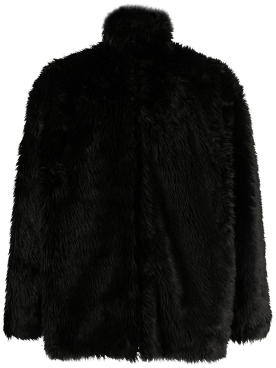 Shop Balenciaga Zip-up Faux-fur Jacket In Black