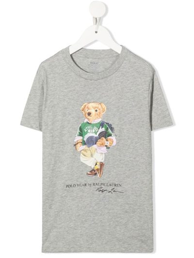 Shop Ralph Lauren Polo Bear Print T-shirt In Grey