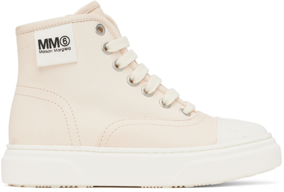 Shop Mm6 Maison Margiela Kids White Lace-up High-top Sneakers In 2 White