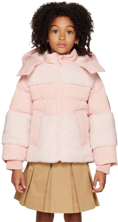 Shop Burberry Kids Pink Thomas Bear Down Jacket In Light Blossom Pink
