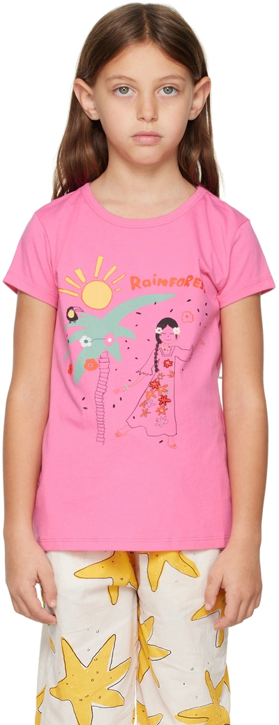 Shop Nadadelazos Kids Pink 'rainforest Girl' T-shirt