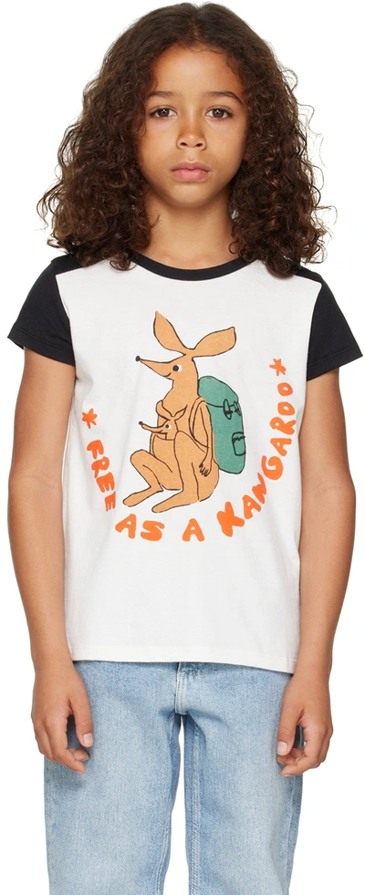 Shop Nadadelazos Kids White 'free As A Kangaroo' T-shirt